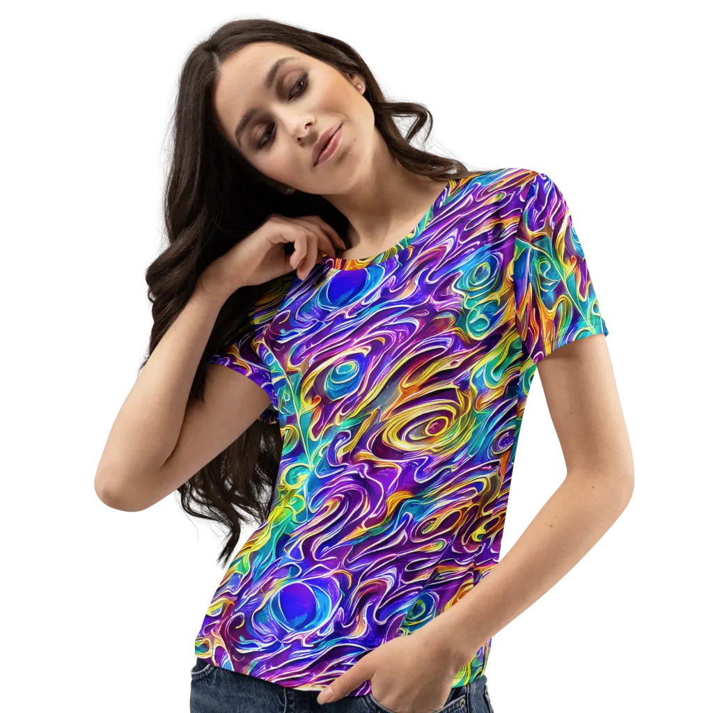 Chromatic Flame on Women's Crew Neck T-Shirt — Left Front