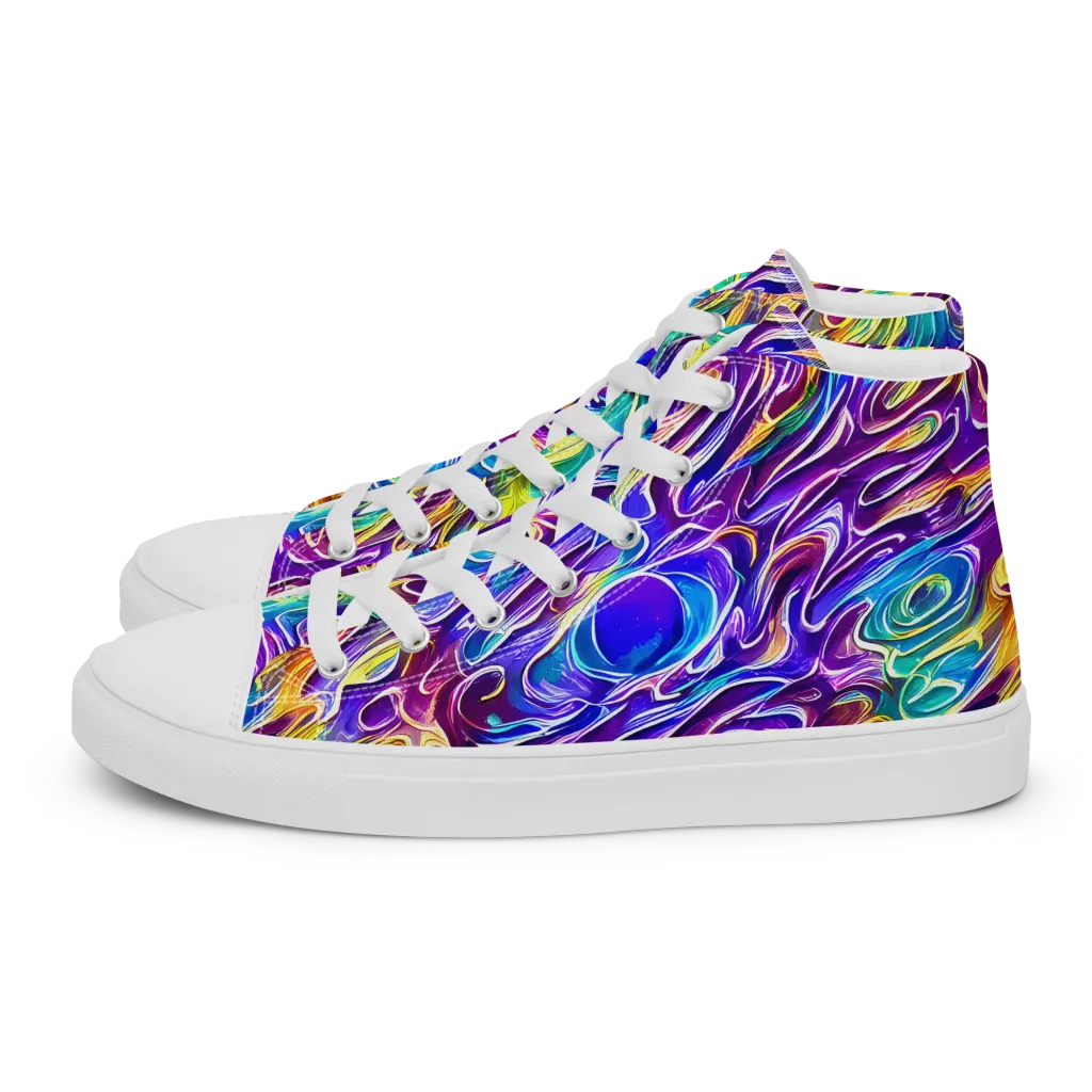 Chromatic Flame on Women's High Top Canvas Shoes — Left