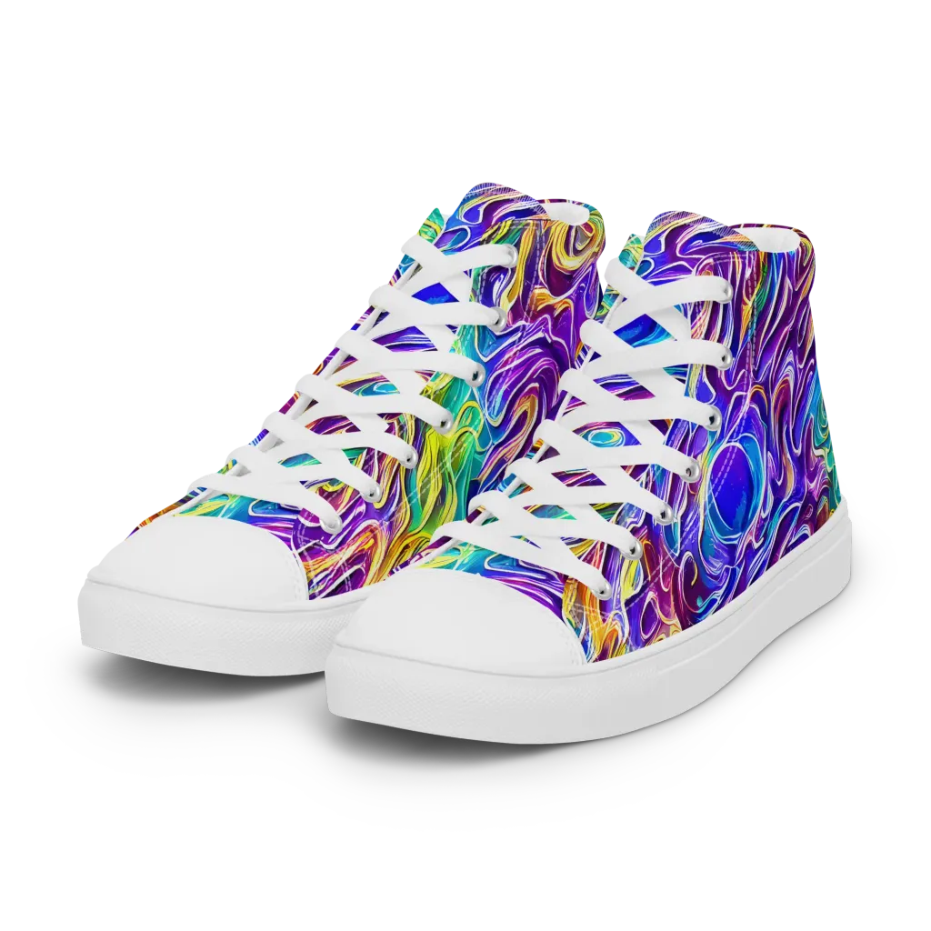 Chromatic Flame on Women's High Top Canvas Shoes — Left Front