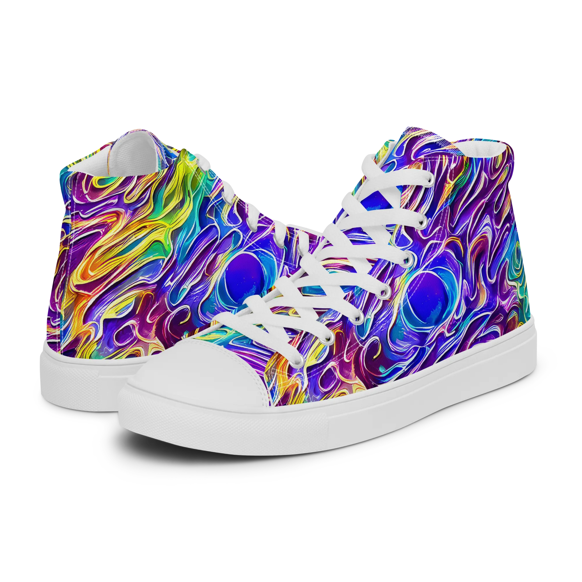 Chromatic Flame on Women's High Top Canvas Shoes — Left