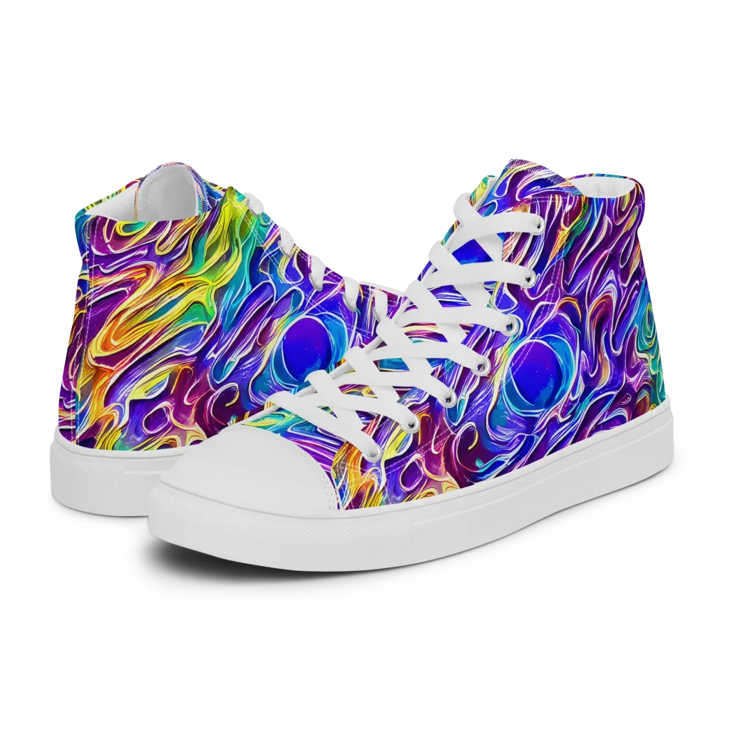 Chromatic Flame on Women's High Top Canvas Shoes — Left