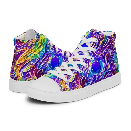 Chromatic Flame on a Women's High Top Canvas Shoes