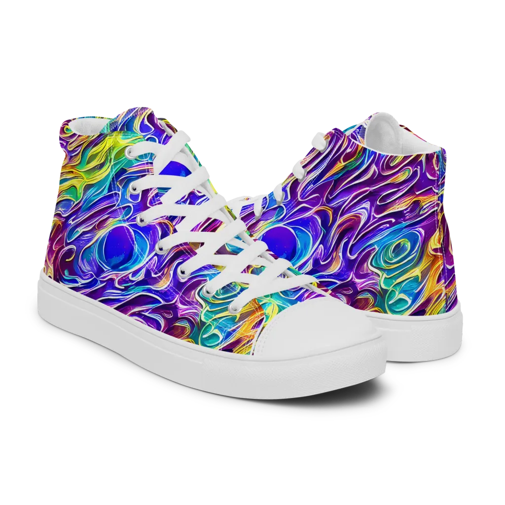Chromatic Flame on Women's High Top Canvas Shoes — Right