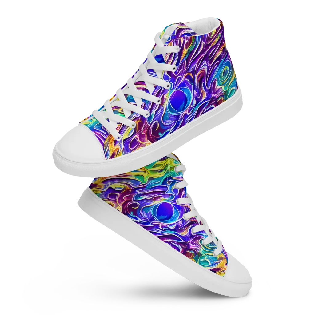 Chromatic Flame on Women's High Top Canvas Shoes — Front