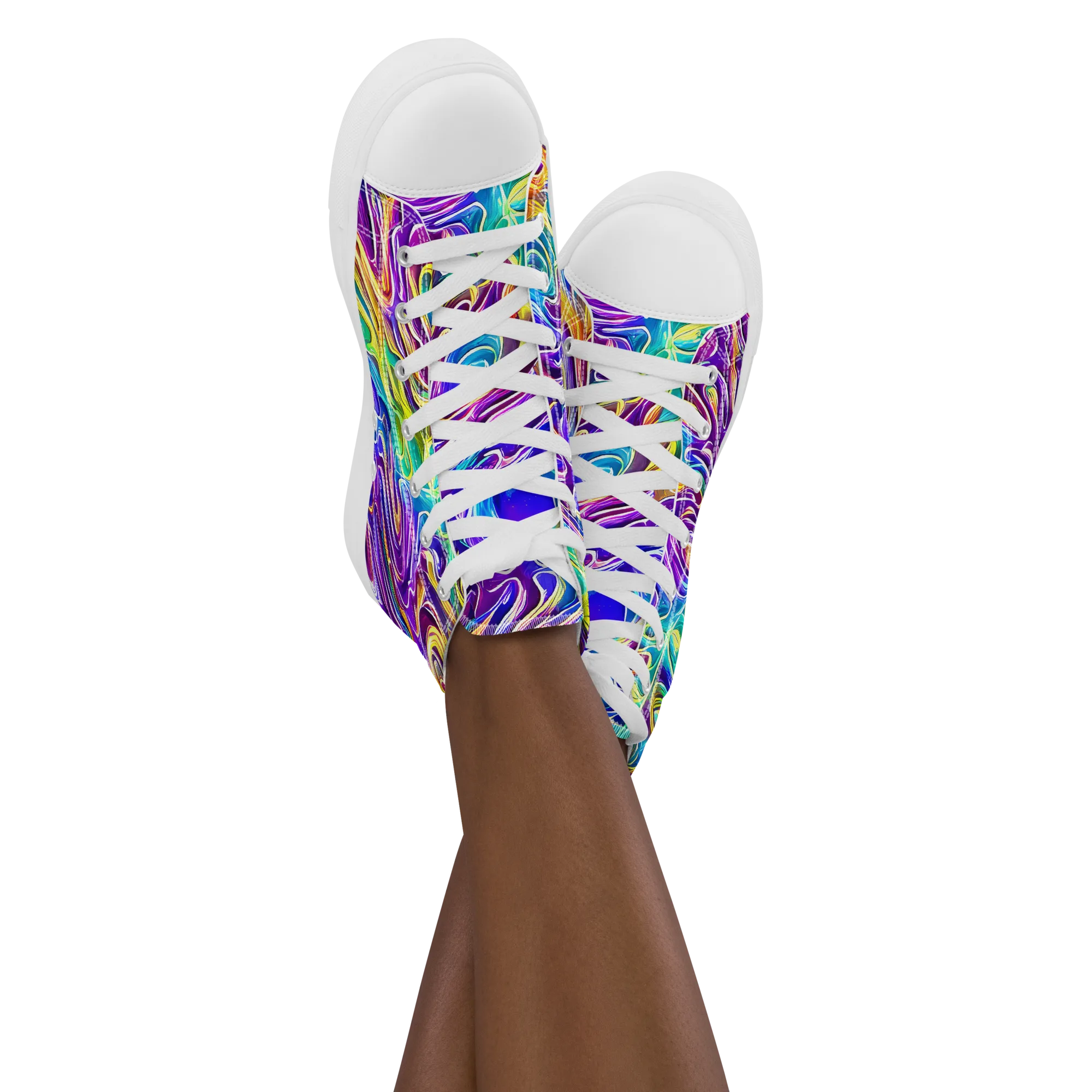Chromatic Flame on Women's High Top Canvas Shoes — Front