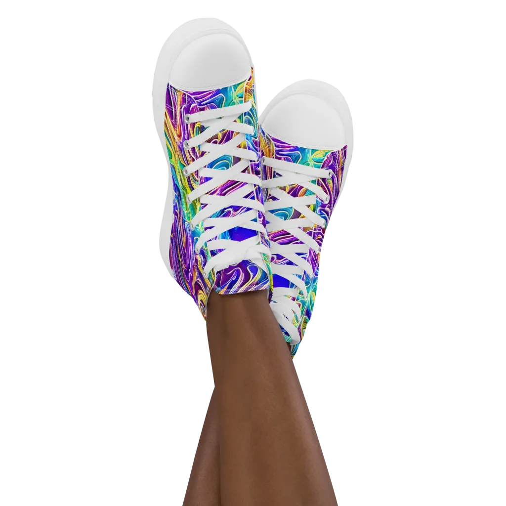 Chromatic Flame on Women's High Top Canvas Shoes — Front