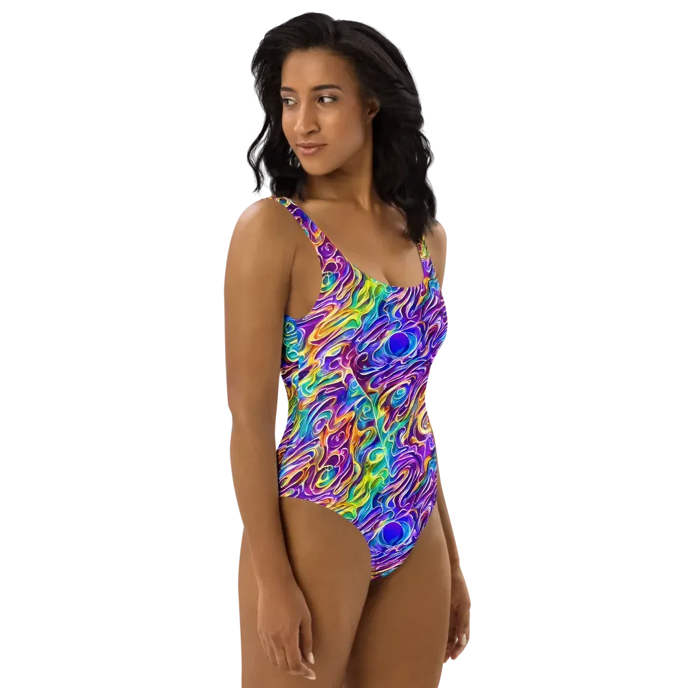 Chromatic Flame on One-Piece Swimsuit — Right