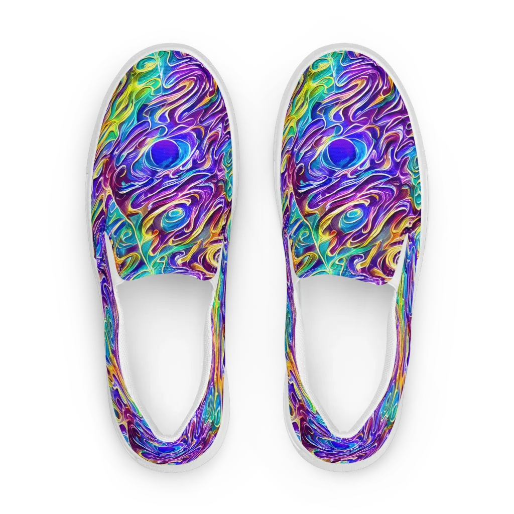 Chromatic Flame on Women's Slip-On Canvas Shoes — Front