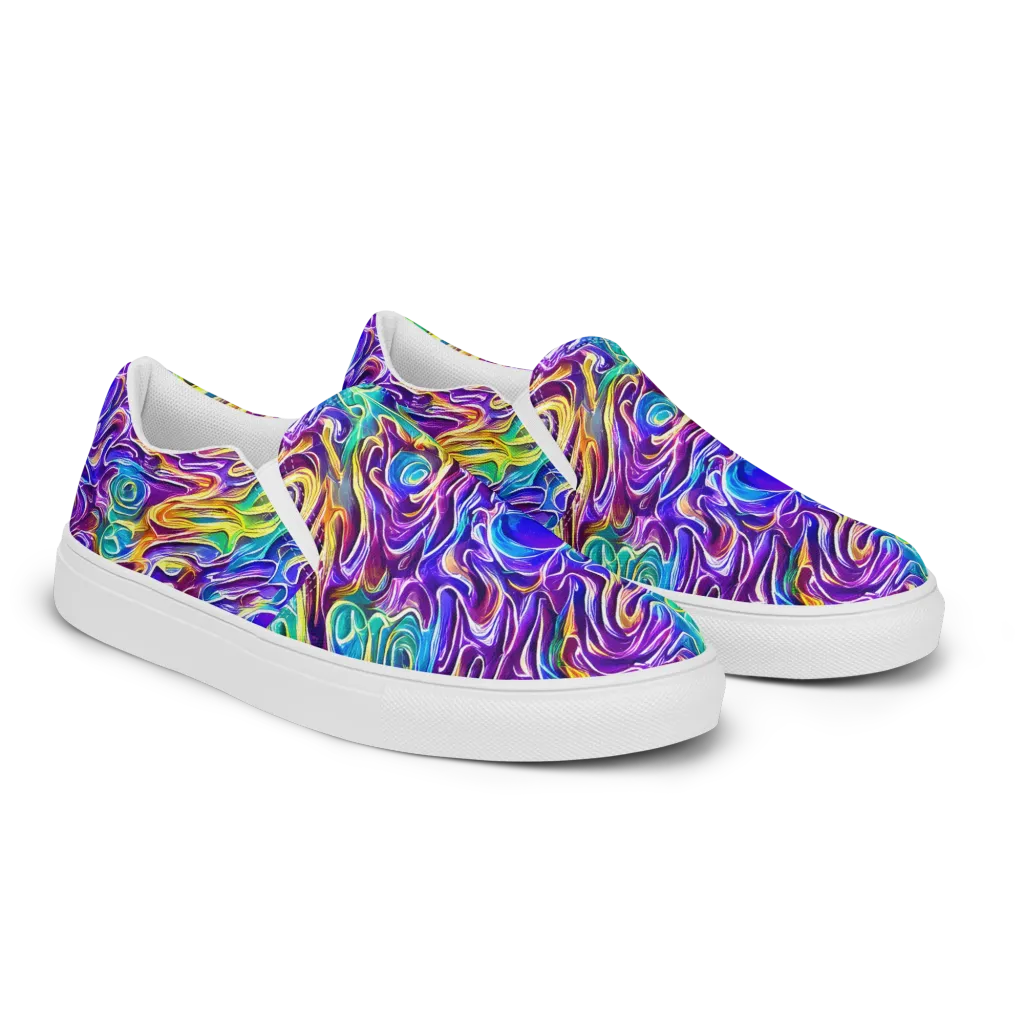Chromatic Flame on Women's Slip-On Canvas Shoes — Right Front