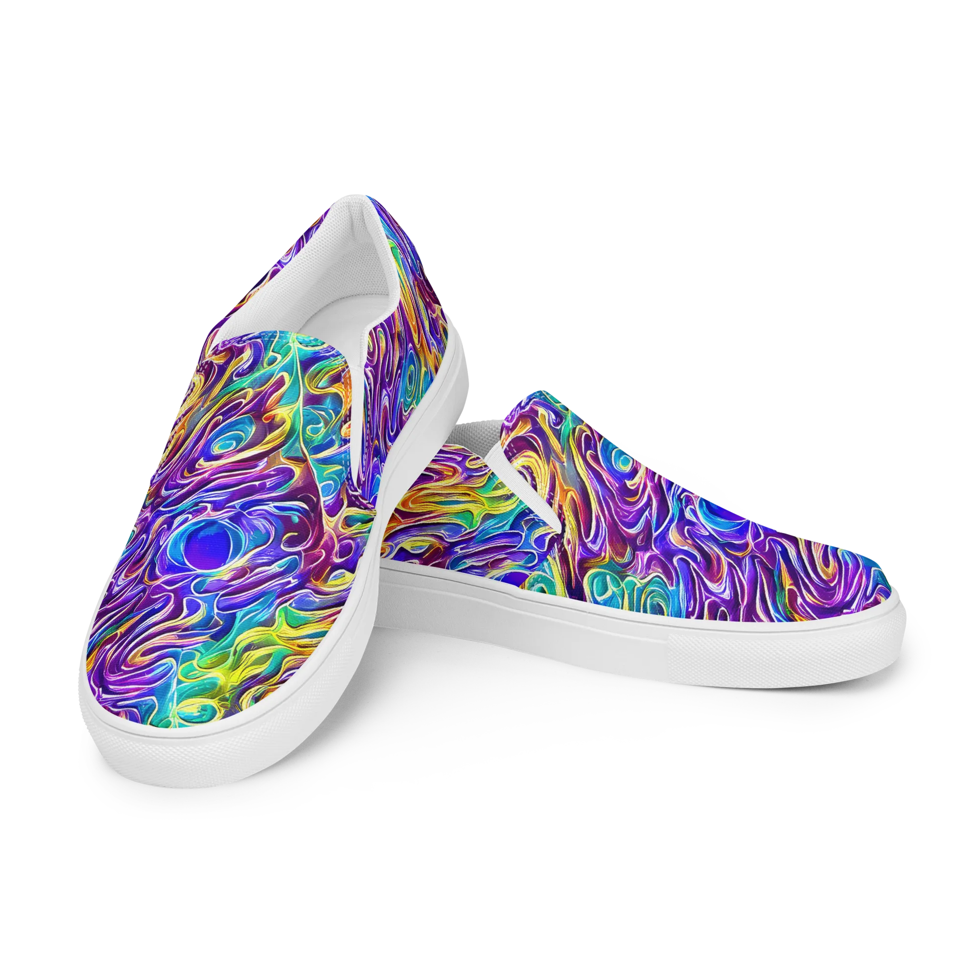 Chromatic Flame on Women's Slip-On Canvas Shoes — Left Front