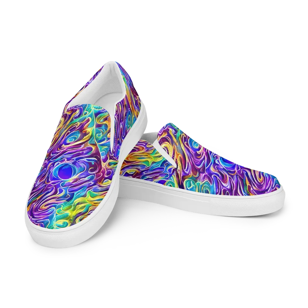 Chromatic Flame on Women's Slip-On Canvas Shoes — Left Front
