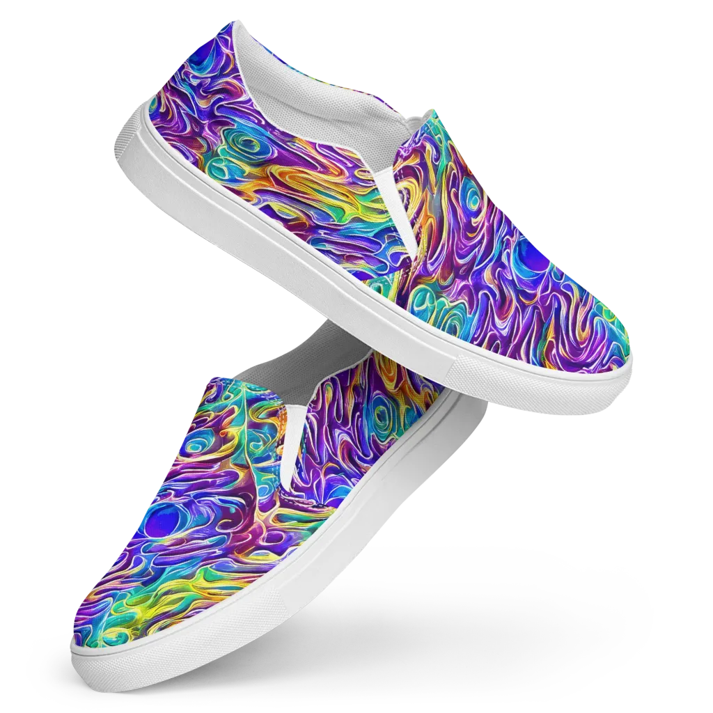 Chromatic Flame on Women's Slip-On Canvas Shoes — Front