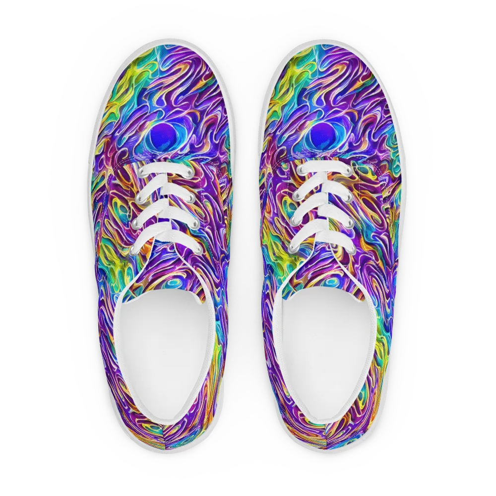 Chromatic Flame on Men's Lace-Up Canvas Shoes — Front