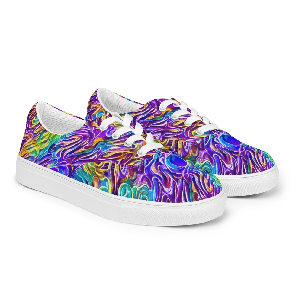 Chromatic Flame on Men's Lace-Up Canvas Shoes — Right Front