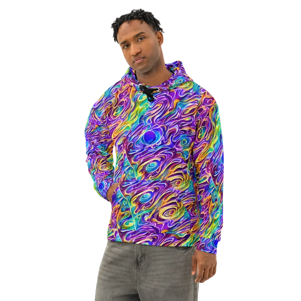 Chromatic Flame on Cotton Hoodie — Left Front