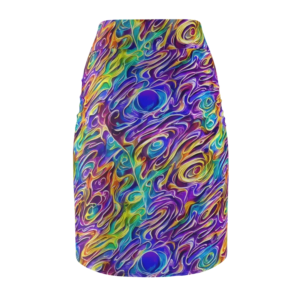 Chromatic Flame on Pencil Skirt — Back