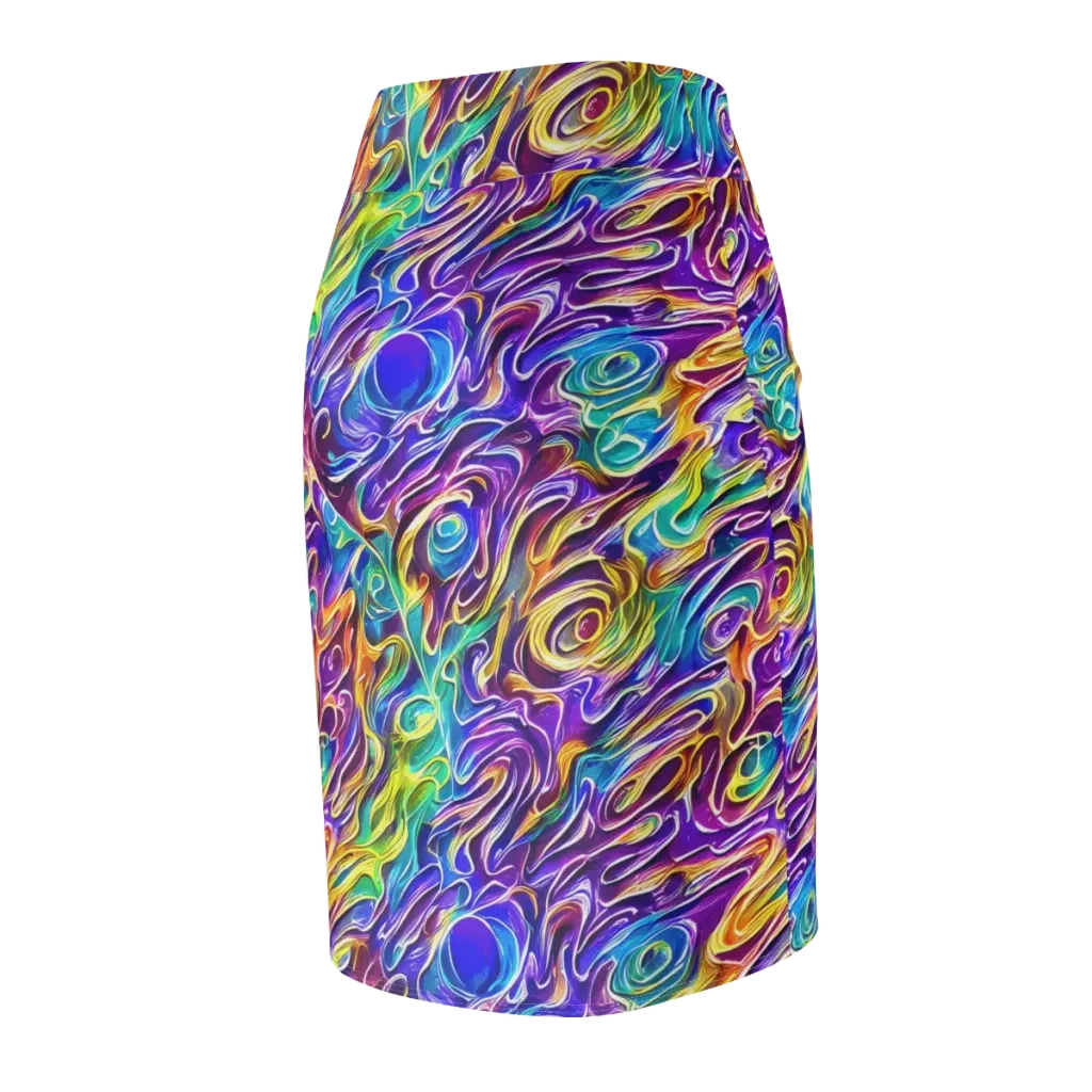 Chromatic Flame on Pencil Skirt — Back Side