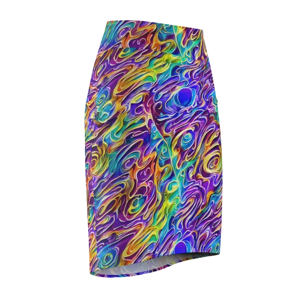 Chromatic Flame on Pencil Skirt — Front Side