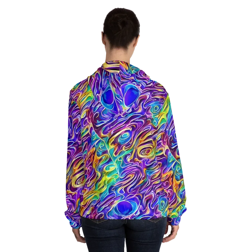 Chromatic Flame on Women's Full-Zip Hoodie — Back On Person