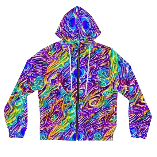 Chromatic Flame on a Women's Full-Zip Hoodie