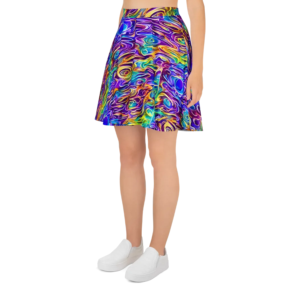 Chromatic Flame on Skater Skirt — Left