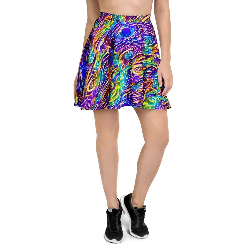 Chromatic Flame on Skater Skirt — Front