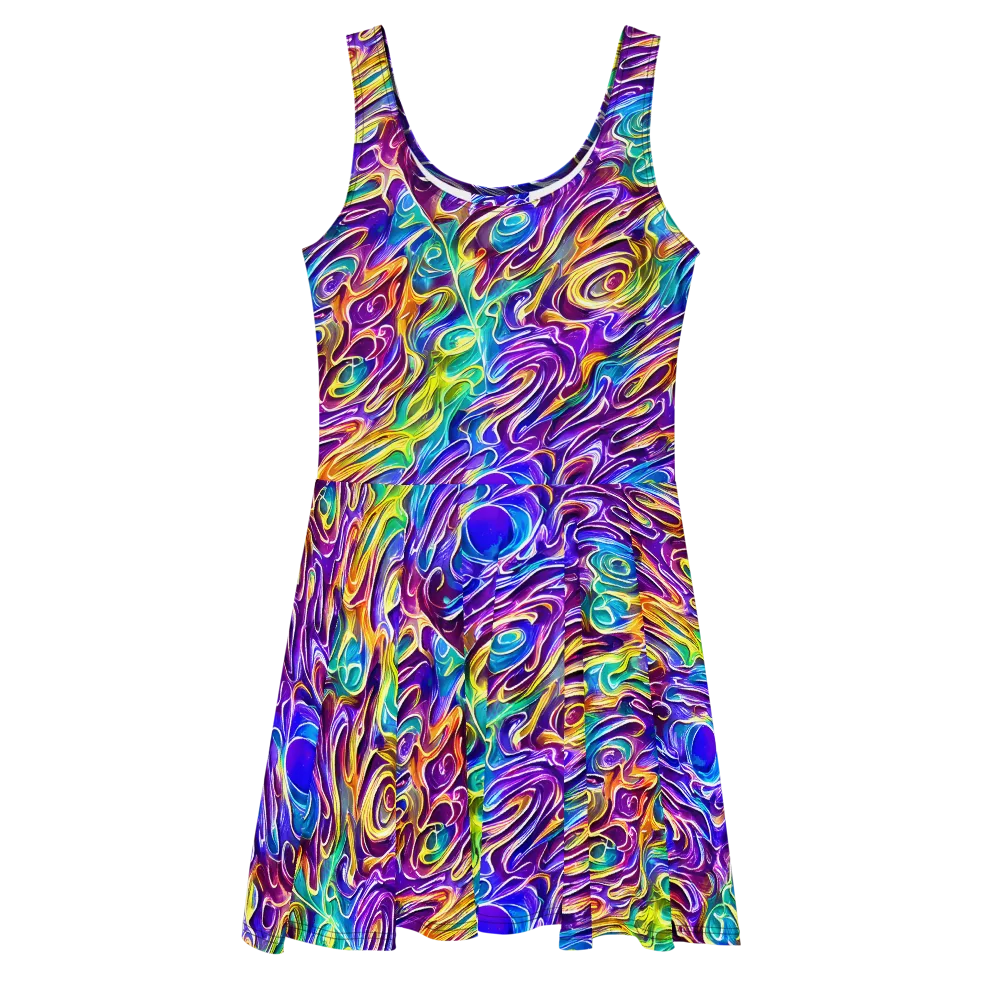 Chromatic Flame on Skater Dress — Front