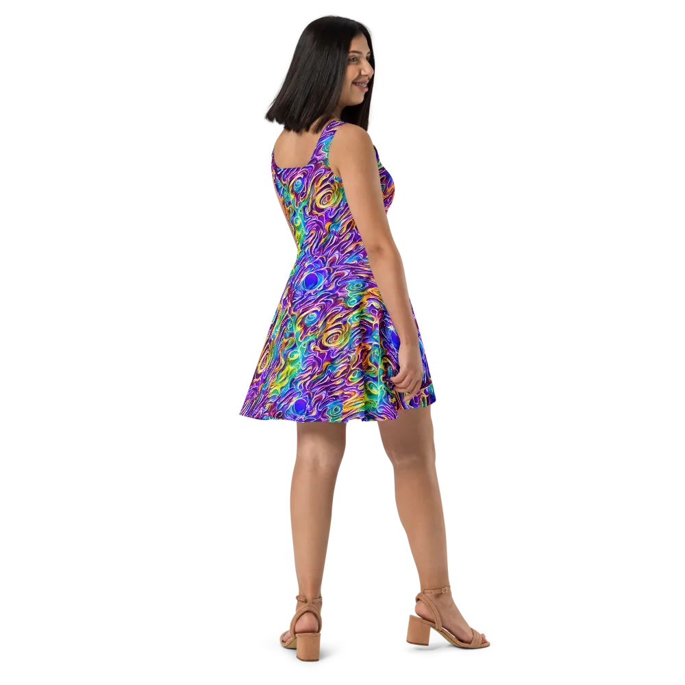 Chromatic Flame on Skater Dress — Right