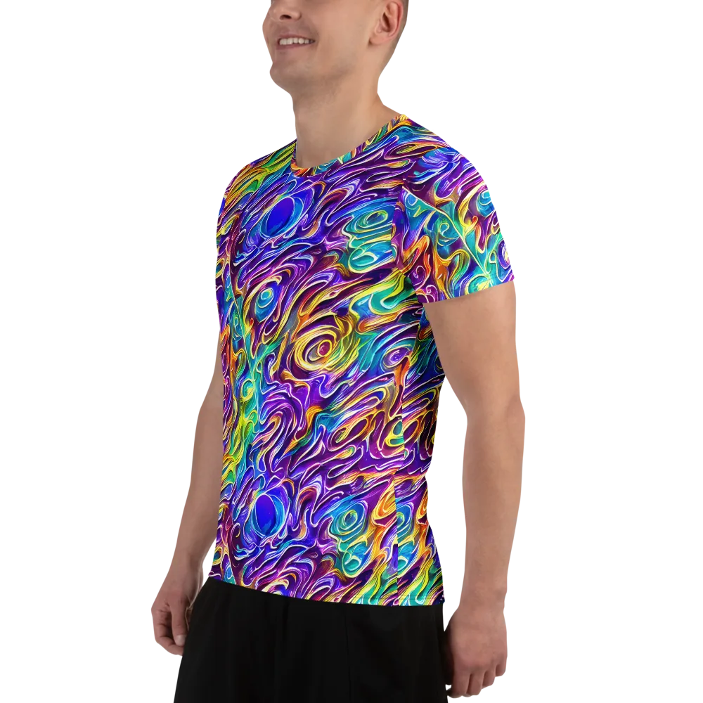 Chromatic Flame on Men's Athletic T-Shirt — Left