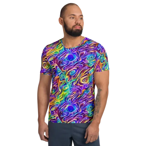 Chromatic Flame on a Men's Athletic T-Shirt