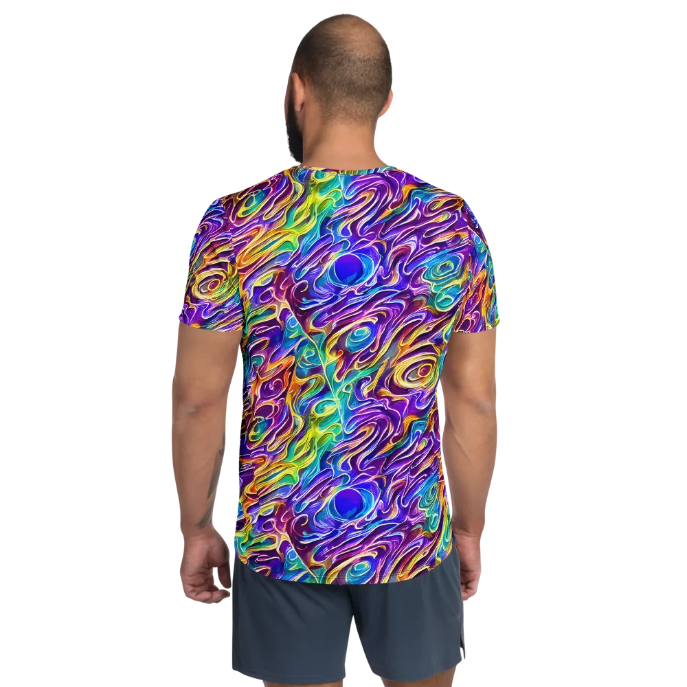 Chromatic Flame on Men's Athletic T-Shirt — Back