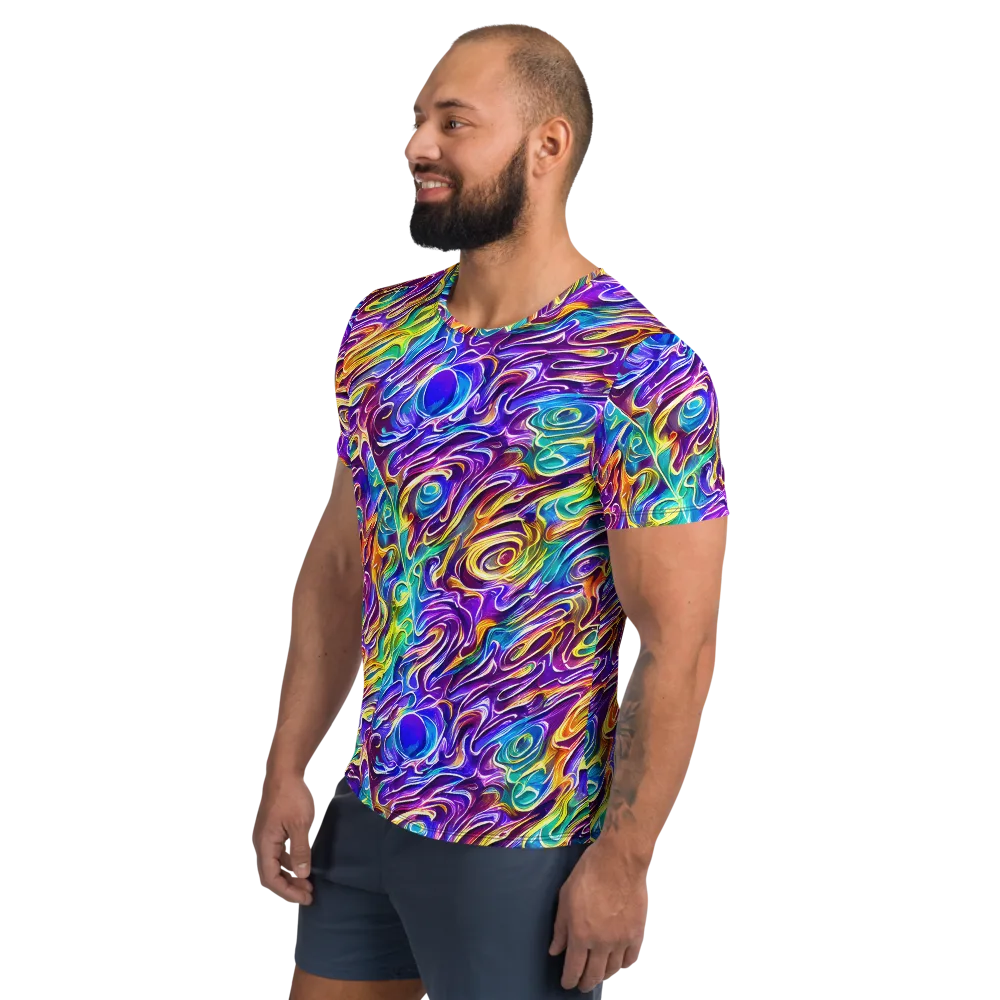 Chromatic Flame on Men's Athletic T-Shirt — Left