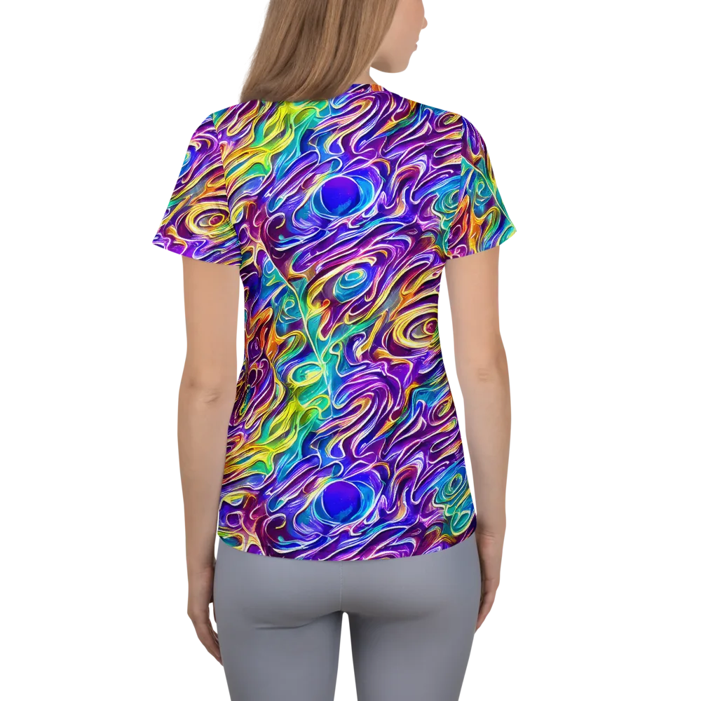 Chromatic Flame on Women's Athletic T-Shirt — Back