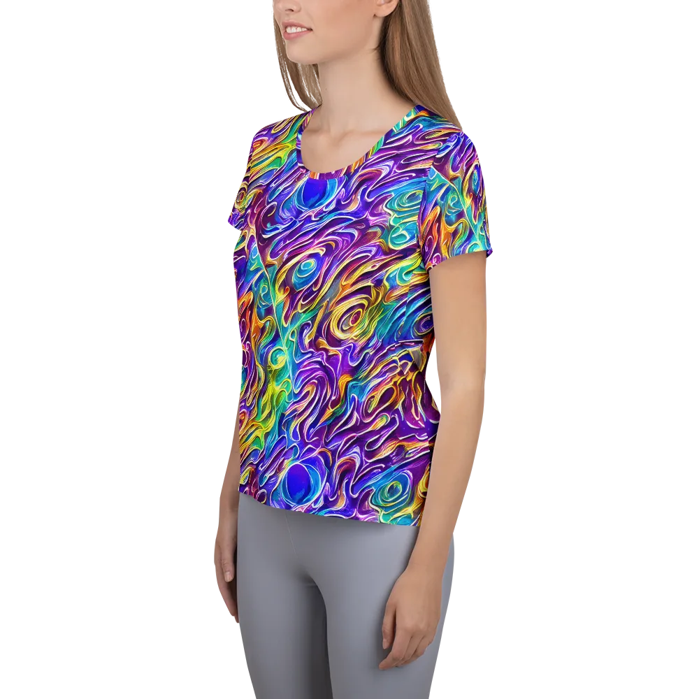 Chromatic Flame on Women's Athletic T-Shirt — Left