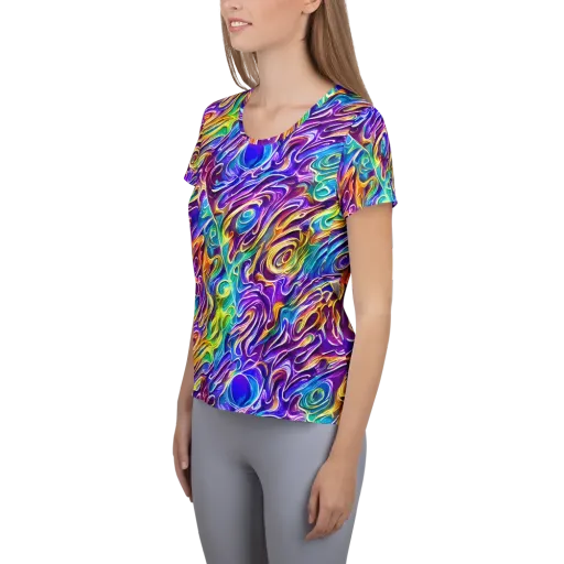 Chromatic Flame on a Women's Athletic T-Shirt