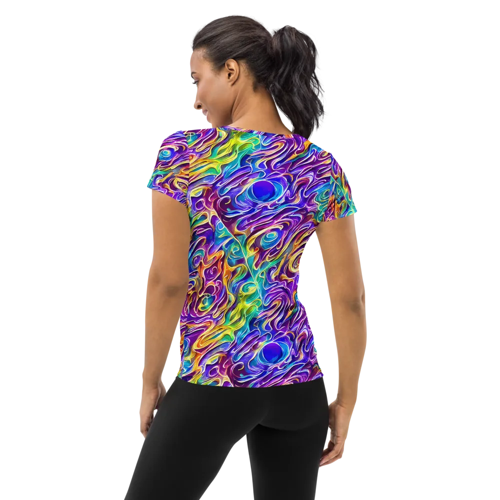 Chromatic Flame on Women's Athletic T-Shirt — Back