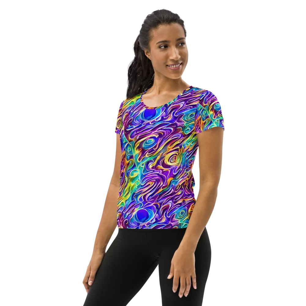 Chromatic Flame on Women's Athletic T-Shirt — Left