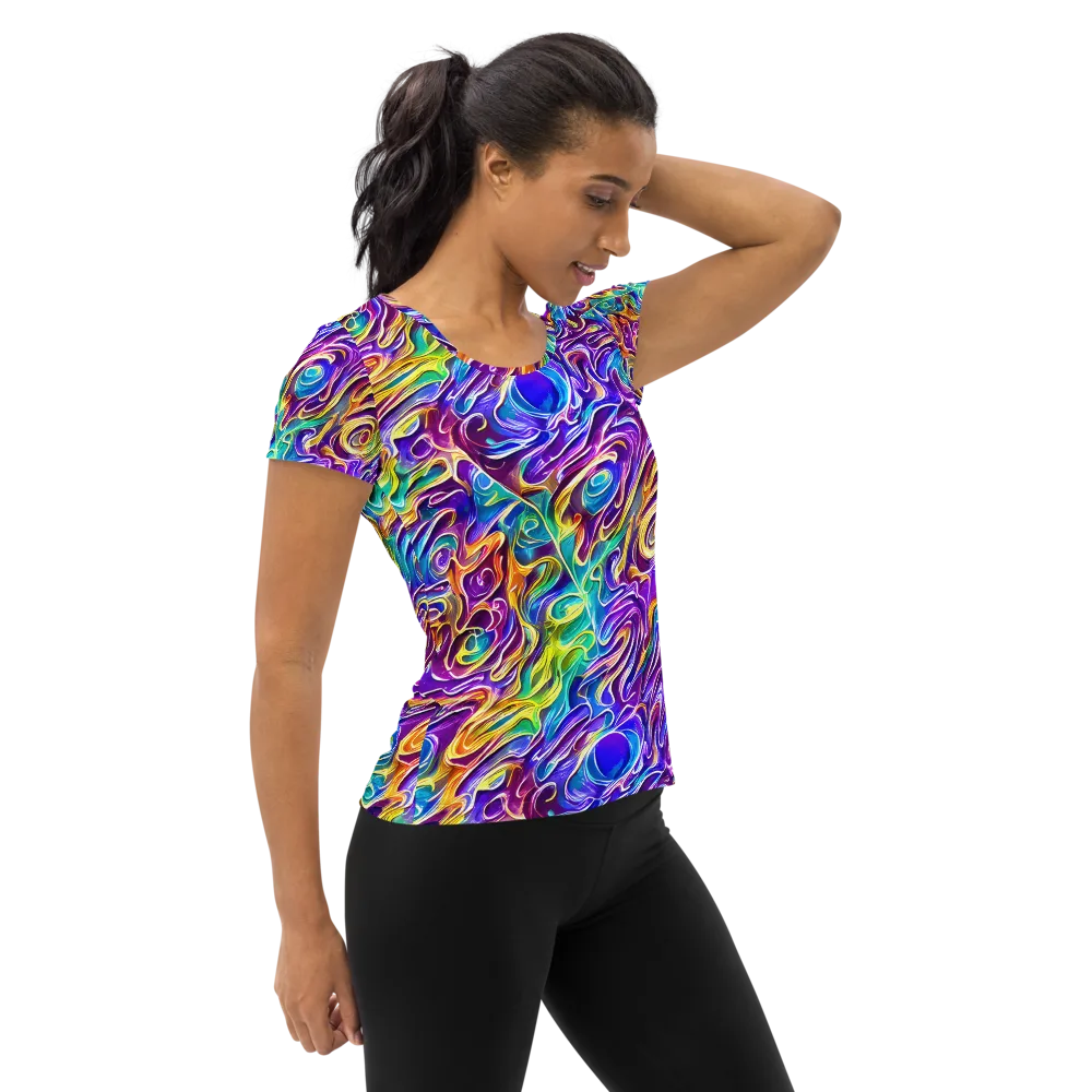 Chromatic Flame on Women's Athletic T-Shirt — Right