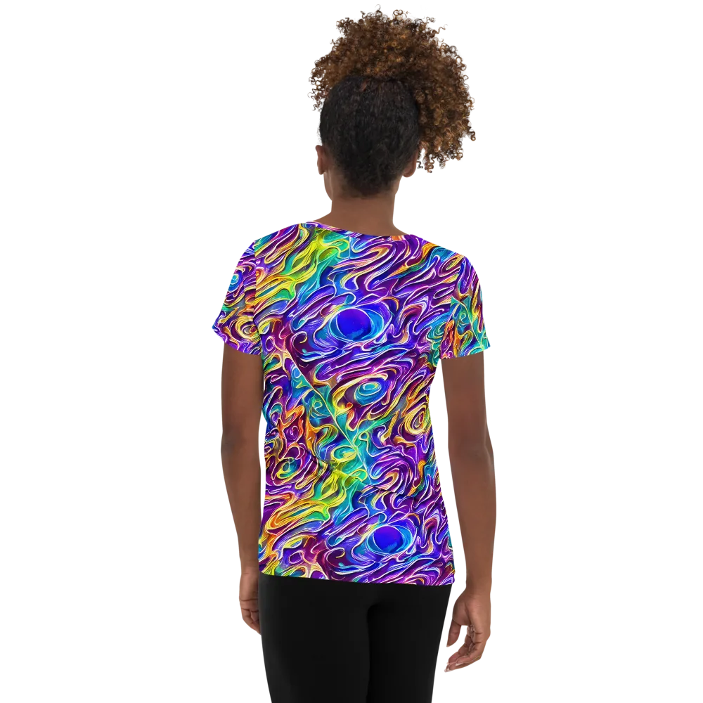 Chromatic Flame on Women's Athletic T-Shirt — Back