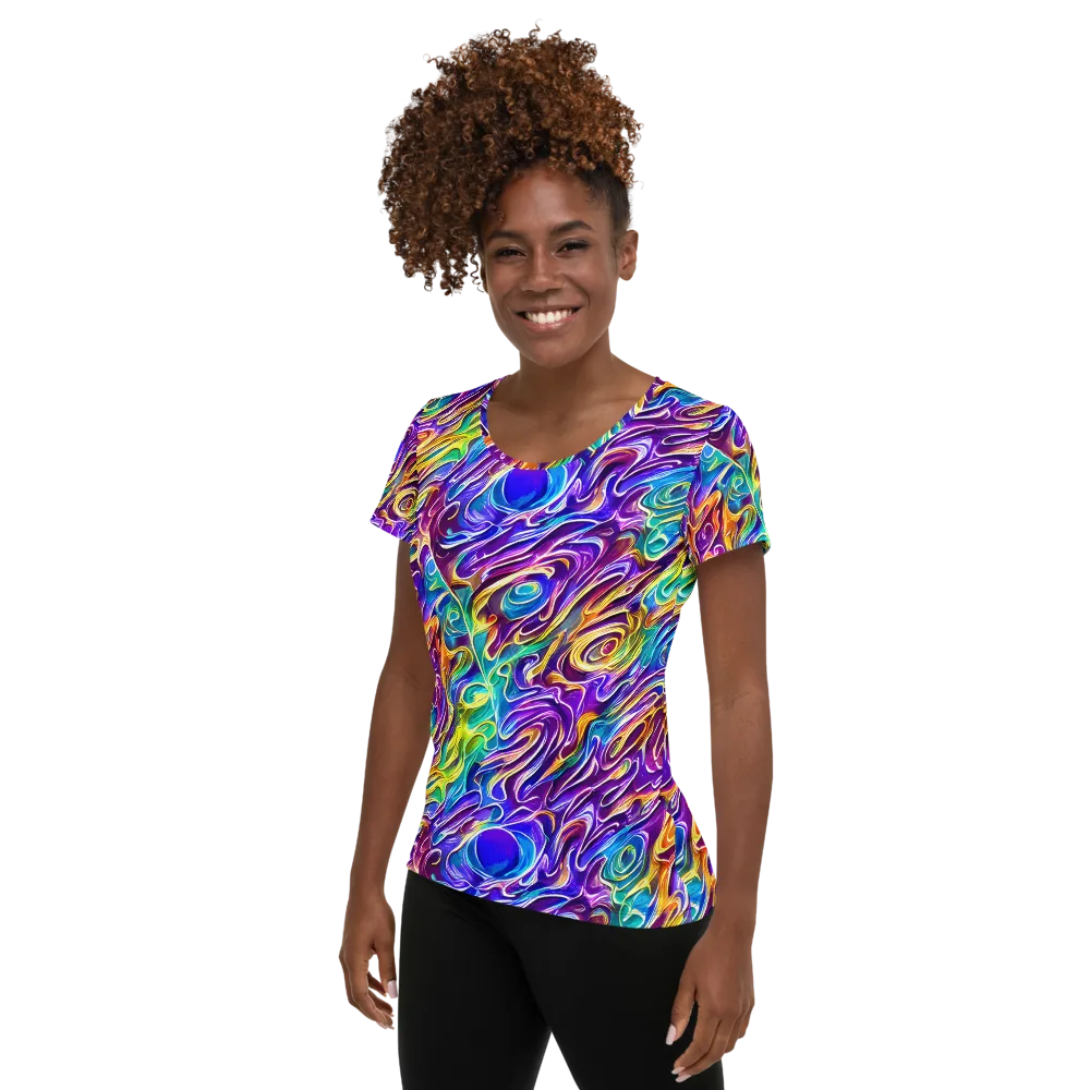 Chromatic Flame on Women's Athletic T-Shirt — Left