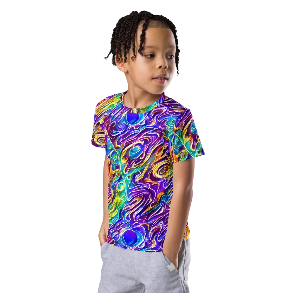 Chromatic Flame on Kids Crew Neck T-Shirt — Left Front