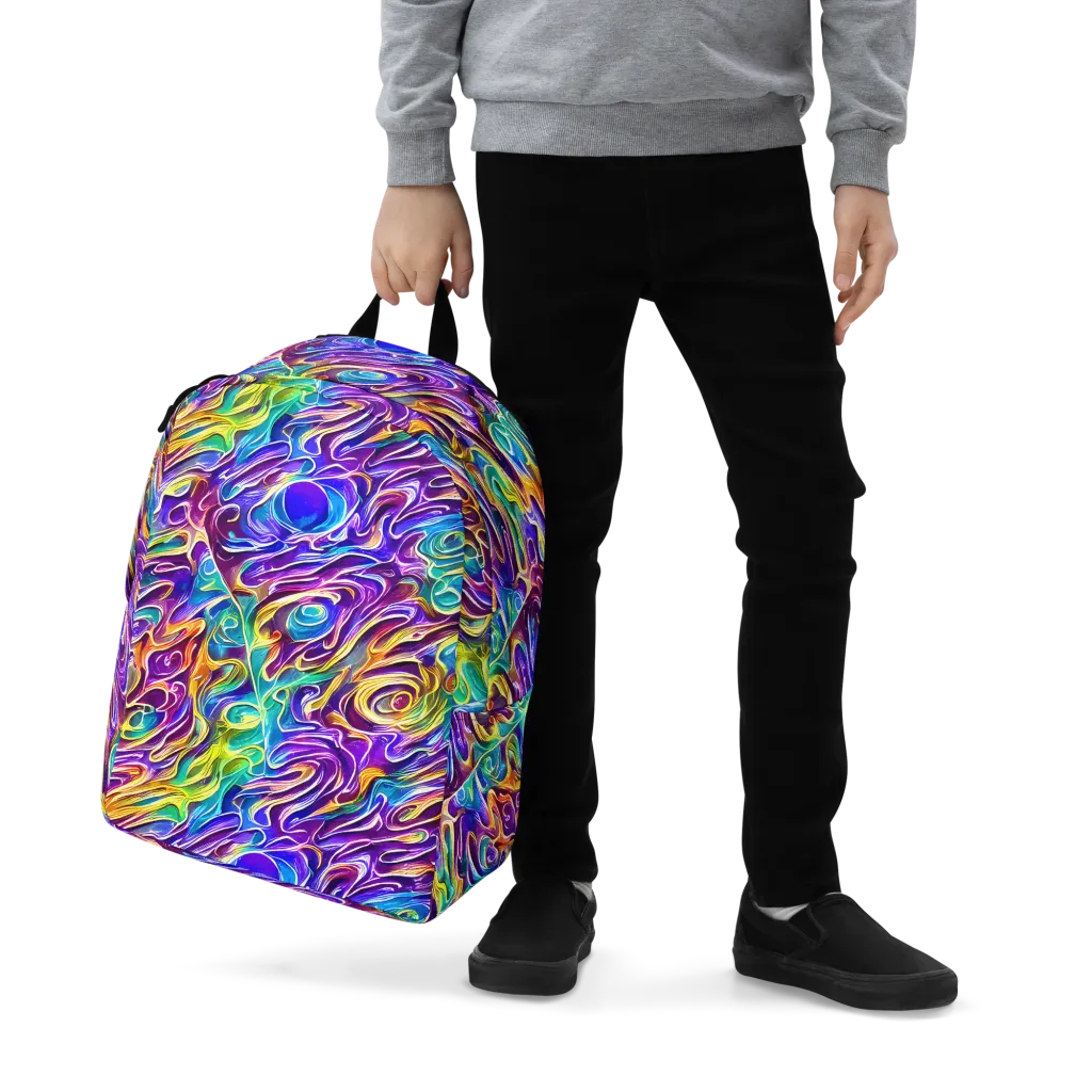 Chromatic Flame on Minimalist Backpack — Zoomed-in