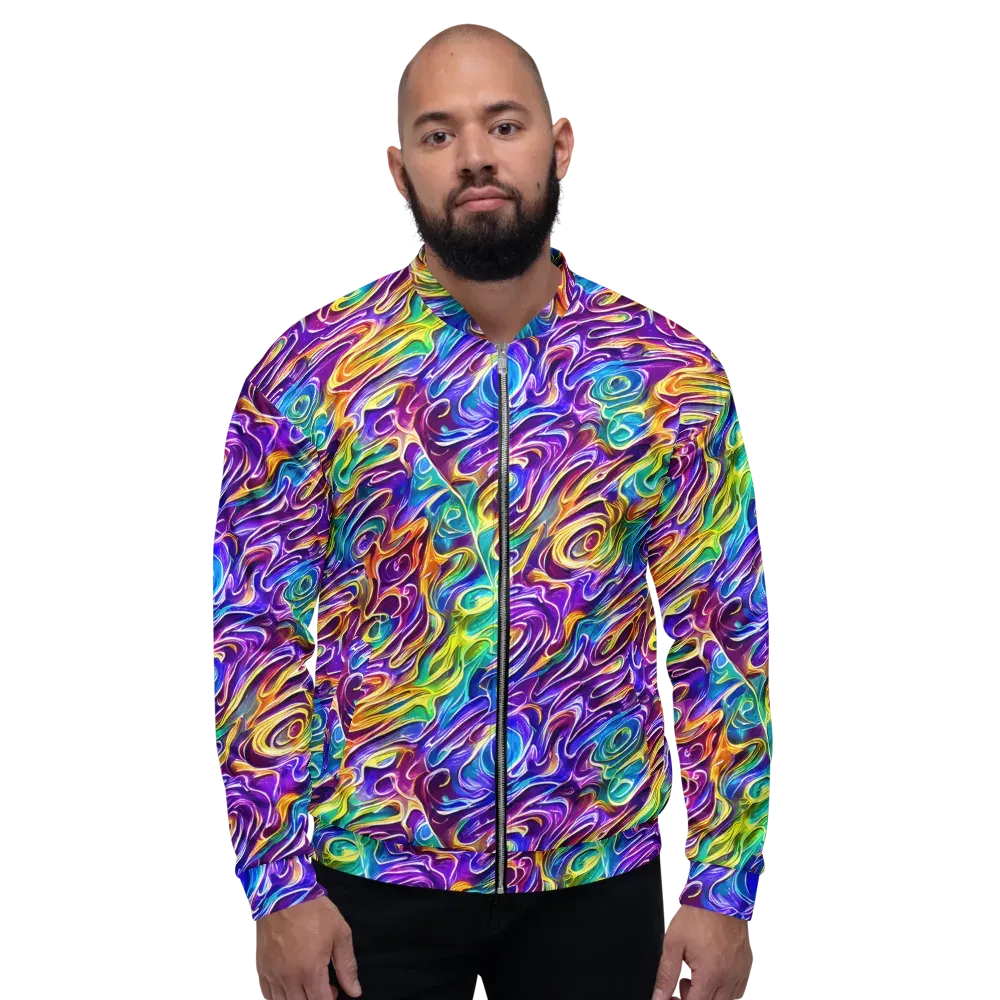 Chromatic Flame on Bomber Jacket — Front