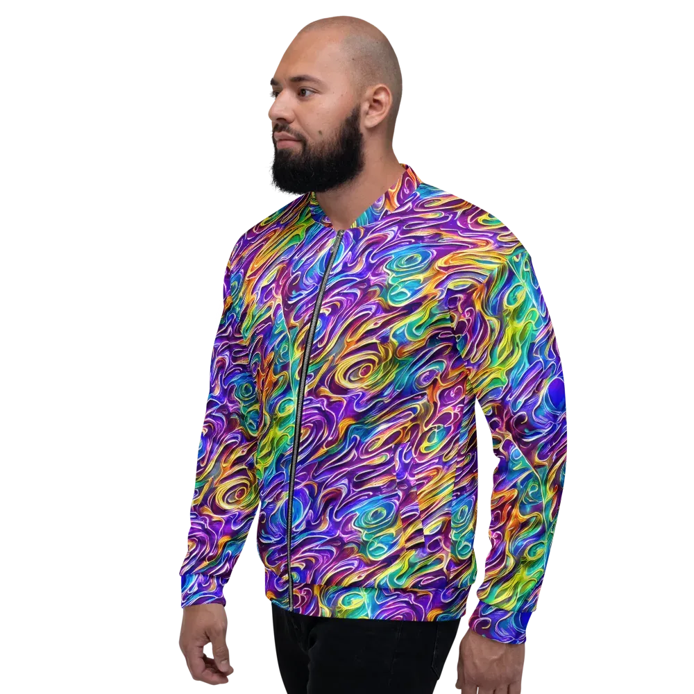 Chromatic Flame on Bomber Jacket — Left