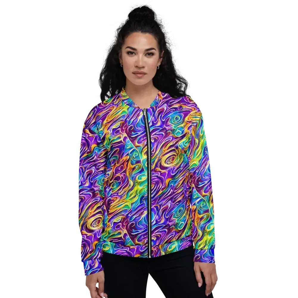 Chromatic Flame on Bomber Jacket — Front