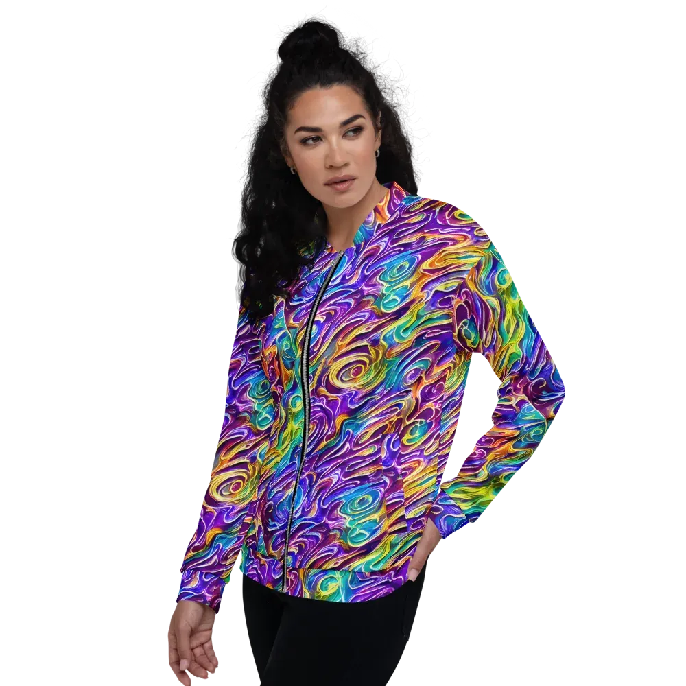 Chromatic Flame on Bomber Jacket — Left