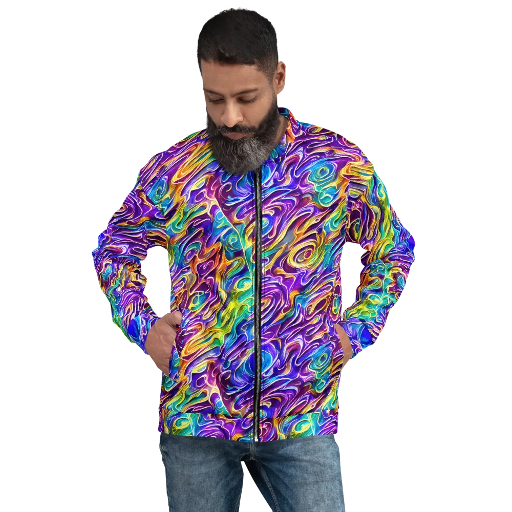 Chromatic Flame on Bomber Jacket — Front