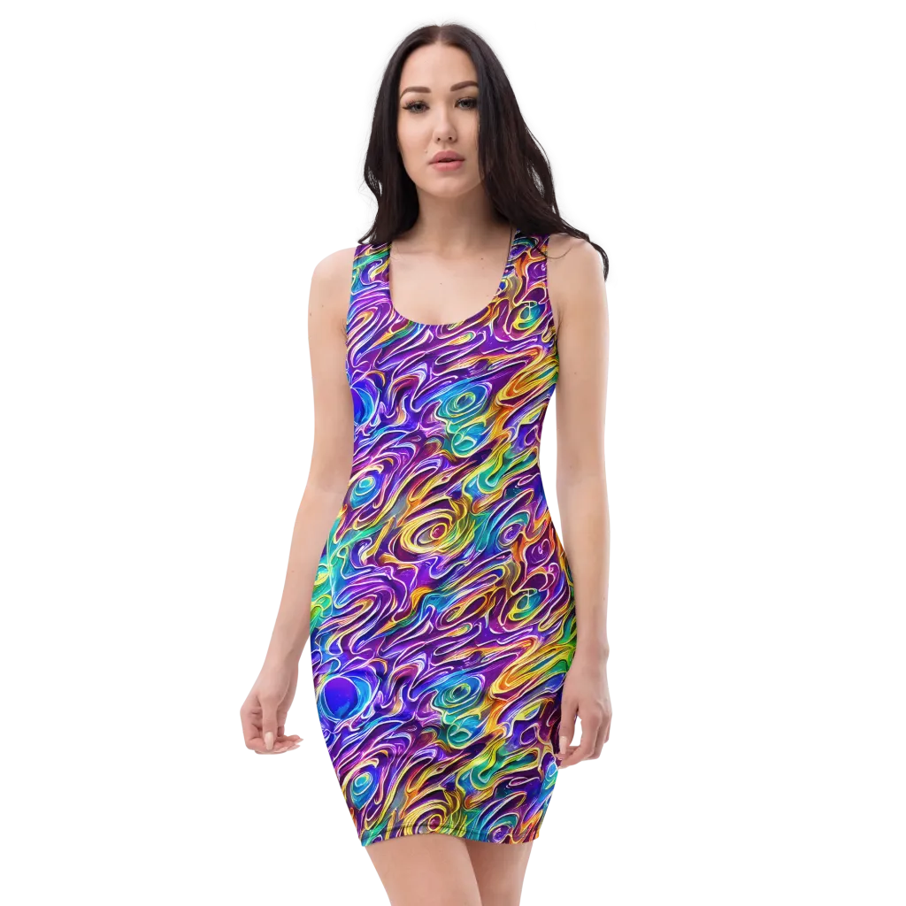 Chromatic Flame on Bodycon Dress — Front