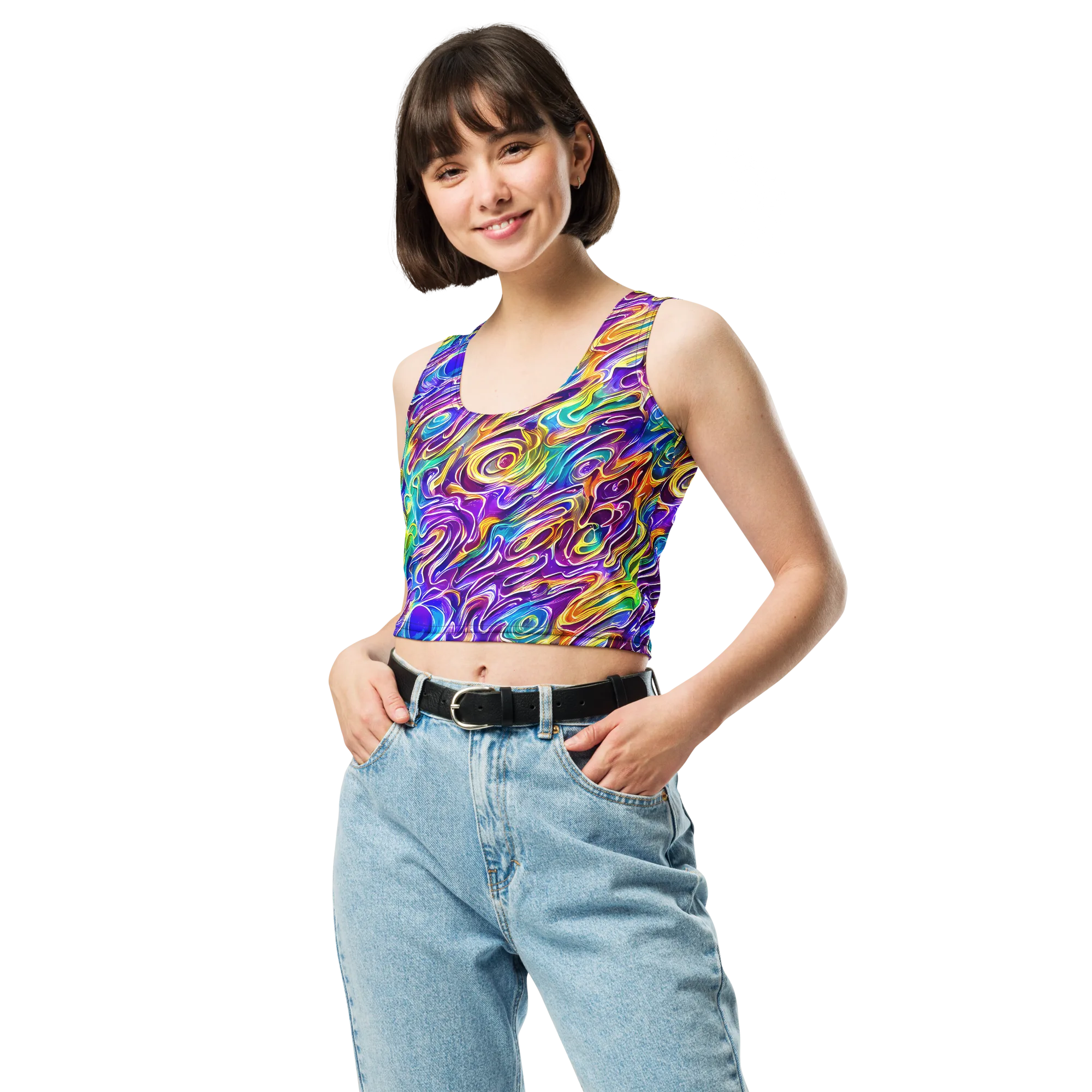 Chromatic Flame on Crop Top — Front