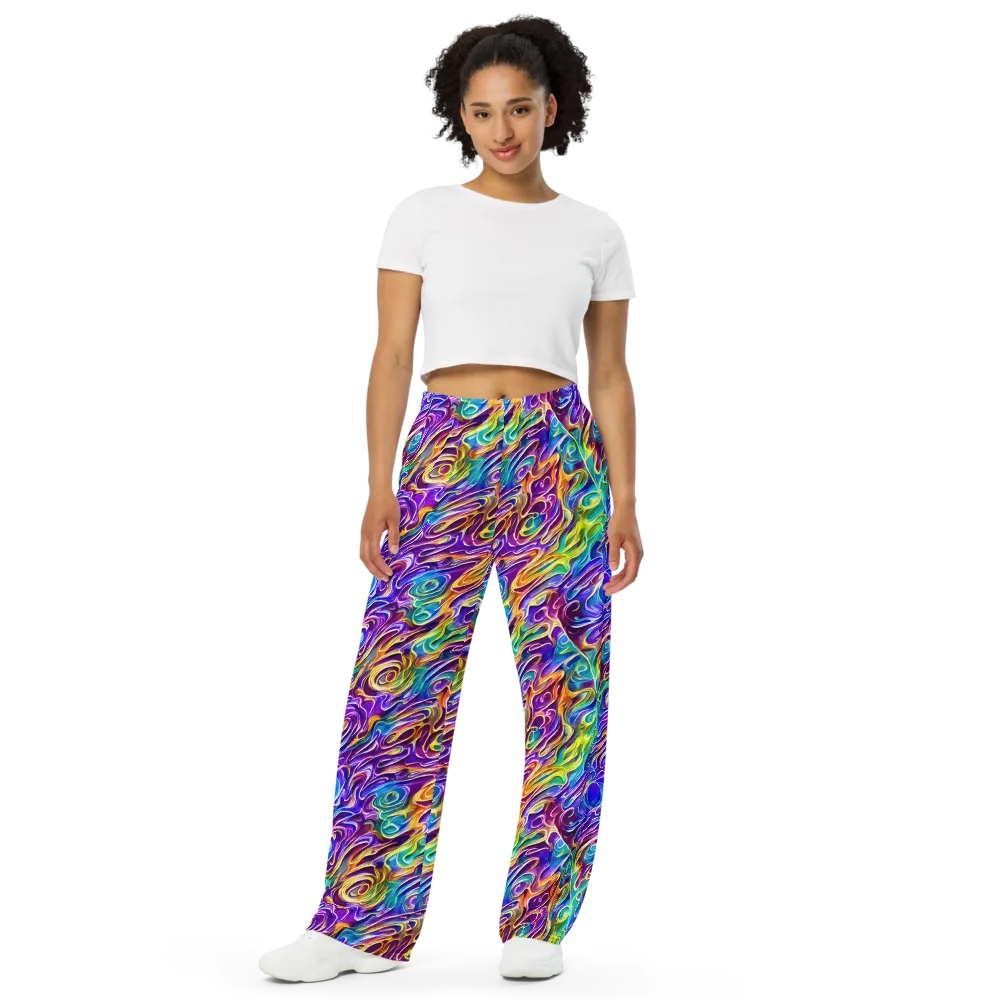 Chromatic Flame on Wide-Leg Pants — Front
